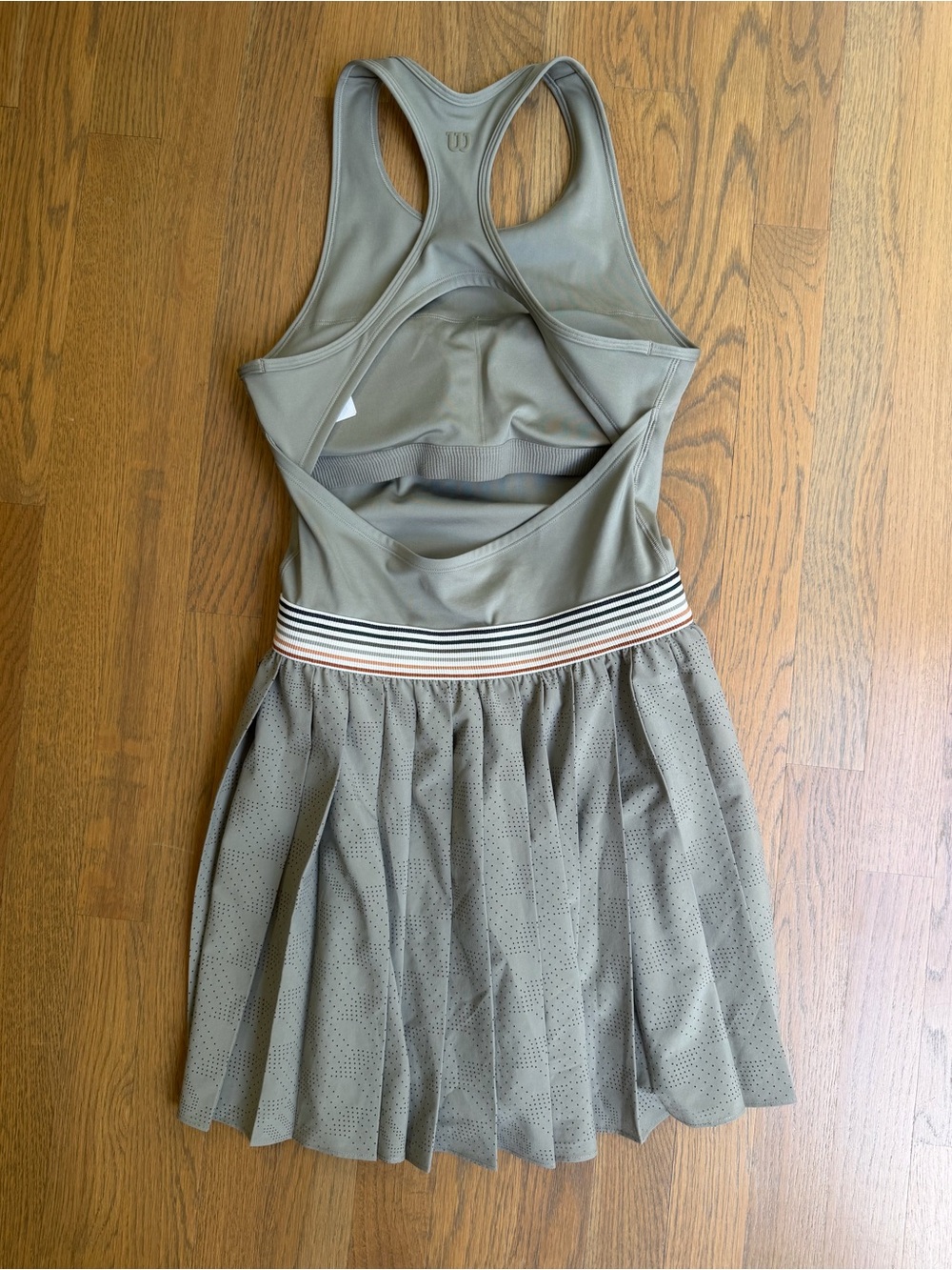 Wilson Laser Cut Pleat Tennis Dress Vetiver Sage Green with Striped Waist Small - Picture 5 of 12